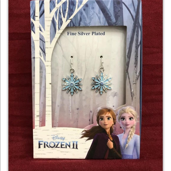 Disney Frozen Fine Silver Plated Drop Dangle Snowflake Earrings - Picture 1 of 9